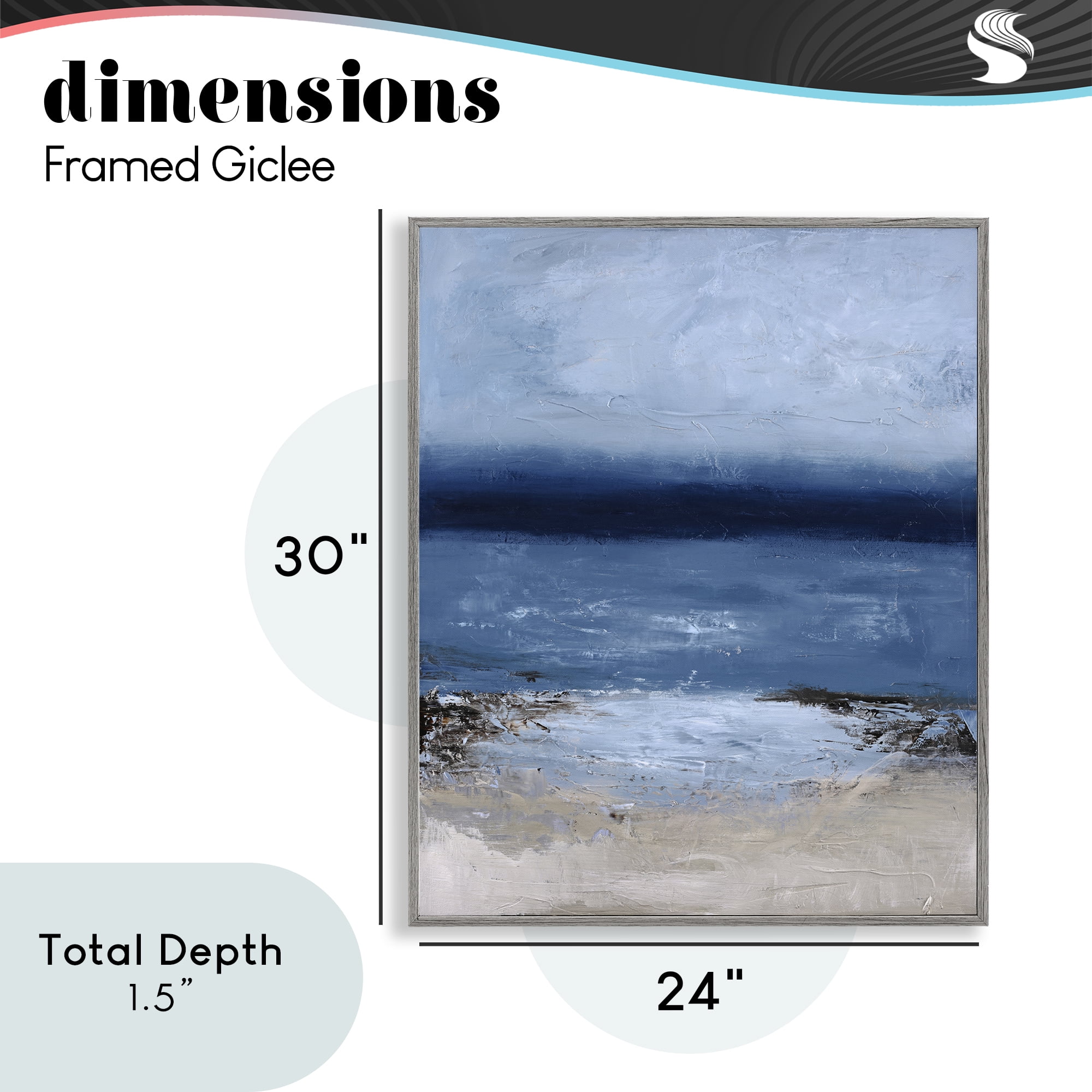 Endless Sea Moods Gray Framed Giclee Art, design by Design Fabrikken