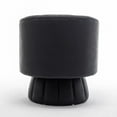 thumbnail image 3 of SEYNAR Mid Century 360 Degree Swivel Leather Accent Sofa，Pumpkin Shaped Cuddle Barrel Arm Chairs for Living Room, Bedroom, Office(Black), 3 of 5