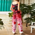 thumbnail image 2 of Fgvctg Valentine's Day Formal Jumpsuits for Women Wide Leg Pant Date Night Spaghetti Straps Cute Love Heart Print Jumpsuit Sleeveless Bib Overalls Sprimg Rompers Clothes With Pockets Wine M, 2 of 2