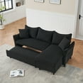 thumbnail image 4 of 80 Inch Couch Sofa Bed, Corduroy L-Shaped Sofa with Storage Seat & 2 Pillows, Modern Soft Lazy Chair for Living Room Bedroom Office Apartment, Black, 4 of 5