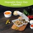 thumbnail image 4 of Three Leaf 9" x 9" 3-Compartment Disposable Bagasse Clamshell 100 Ct Heavy-Duty White Eco-Friendly Biodegradable Compostable Sugarcane Clamshells for Takeout, Catering, and Events, 4 of 6