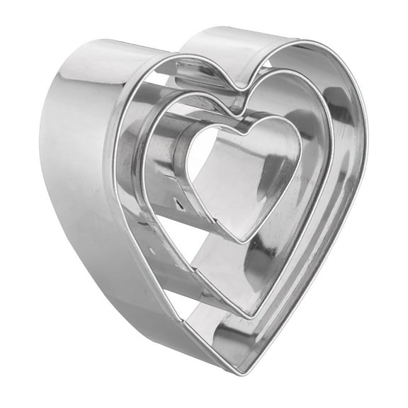 Uxcell 3Pcs Heart Cookie Cutters Set Assorted Sizes Stainless Steel Holiday Cookie Cutters Biscuit Mould