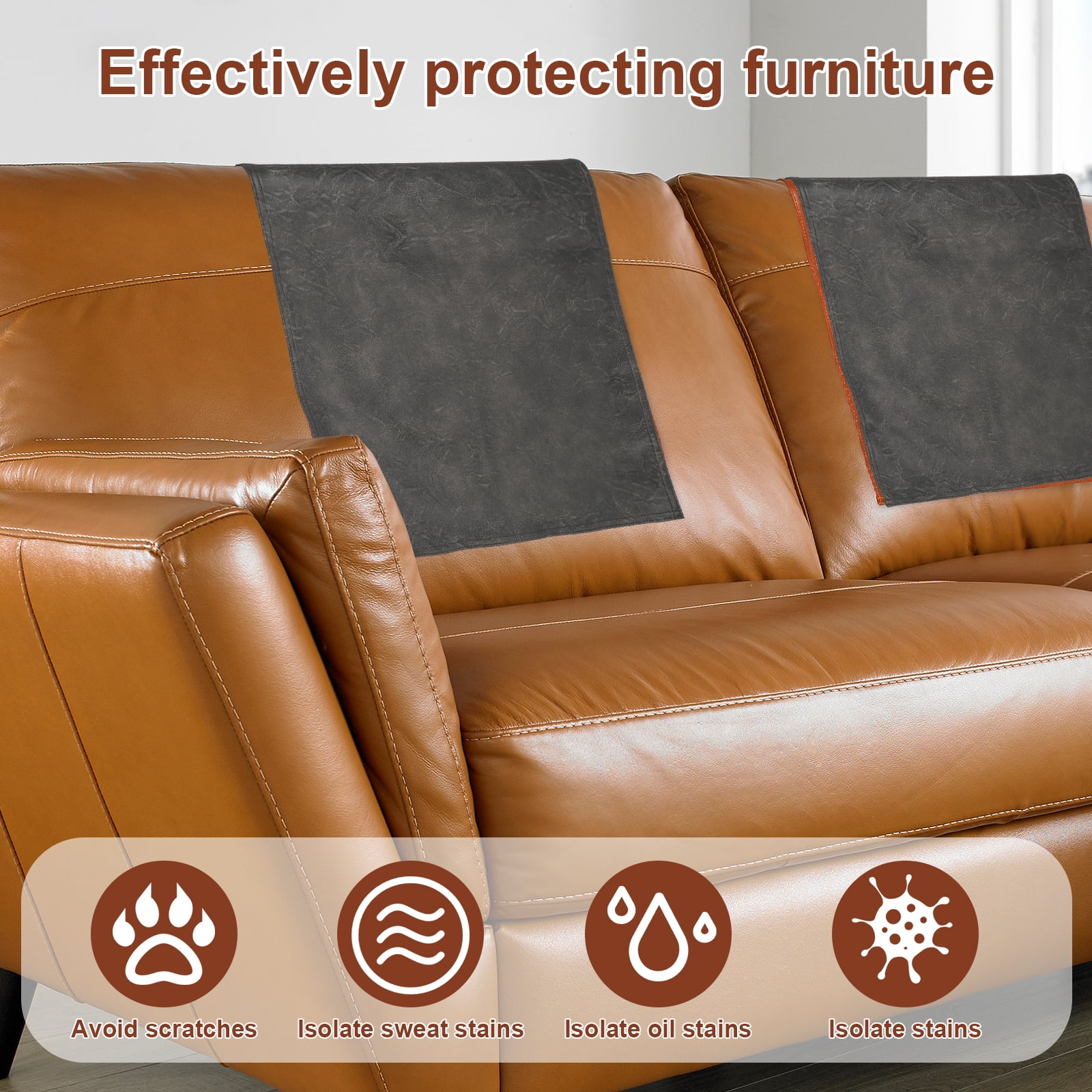 Dznils Recliner Chair Headrest Cover Faux Leather Sofa Couch Arm