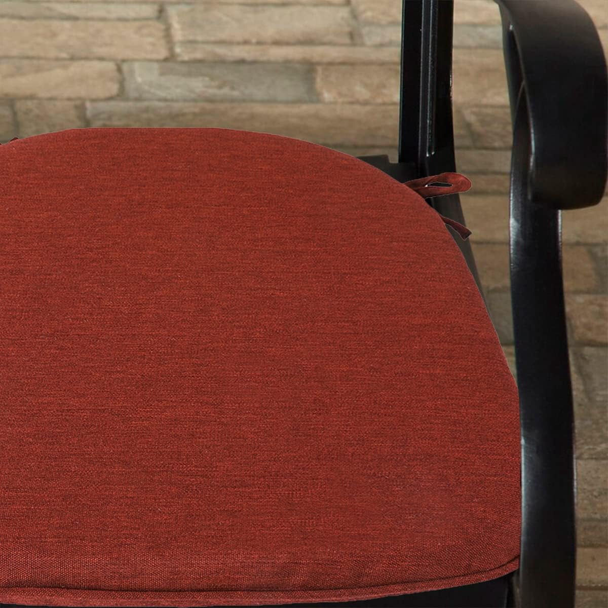 Outdoor Chair Cushions Set of 2, 17x16x2 Inch U-Shaped  Seat Pads with Invisible Zipper, Water Resistant Fade-Resistant Dining Chair Cushion for Garden Furniture (Dark Red)