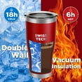 thumbnail image 6 of SWISS+TECH 20 oz Tumbler, Stainless Double Wall Vacuum Insulated Tumbler with Lid and Wide Mouth, Red, 6 of 7