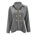 thumbnail image 3 of Ahabrexf Womens Winter Tops, Casual Lapel Ruffled Double Breasted Suit Jacket for Women, 3 of 4
