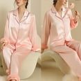 thumbnail image 5 of HUJlwoi Womens Pajama Sets Button down Trendy Sleepwear Long Sleeve Tops and Wide Leg Pants Soft Pjs Lounge 2 Piece Sets, 5 of 5