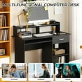 thumbnail image 2 of Ktaxon Wood Computer Desk Office Black Laptop PC Work Table Home Drawer & Keyboard Tray, 2 of 15