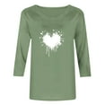 thumbnail image 4 of Tuniques Grande Taille pour Femmes, Mode Printemps/été 2025, T-shirt à Manches 3/4, Col Rond, Vert P, 4 of 4