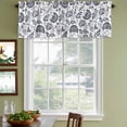 thumbnail image 3 of Dark Blue Farmhouse Curtain Valances for Windows, Kitchen Valance Window Treatments Panel 2 Pack, Floral Floral Plant Leaf Vintage Rod Pocket Short Curtains for Bathroom Bedroom 42 x 12 Inch, 3 of 8