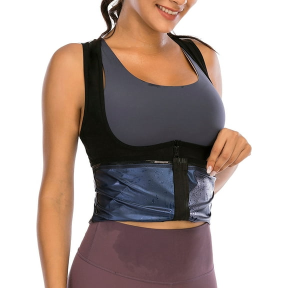 Womens Hot Polymer Sauna Vest Sweat TaLELINTA Top Weight Loss Shirts with Zipper Workout Shirt Body Shaper Slimming Waist Trainer Shapewear