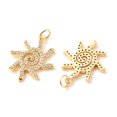 thumbnail image 3 of 10 pc Brass Micro Pave Clear Cubic Zirconia Pendants Cadmium Free & Lead Free Sun Real 18K Gold Plated 22x18x2mm Hole: 3.5mm, 3 of 3