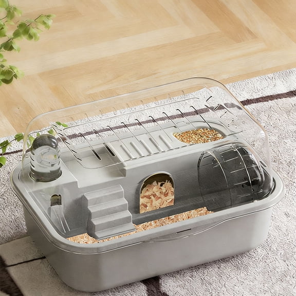2-Tier Luxury Hamster Cage, Escape-Proof Transparent Portable Habitat Starter Kit for Hamsters Syrian Hamsters