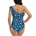 thumbnail image 5 of Sikiie Cartoon Geese With Xmas Print Women One Piece Swimsuits Tummy Control One Shoulder Bathing Suits Ruffle Swimwear, From S to XXL-XX-Large, 5 of 6