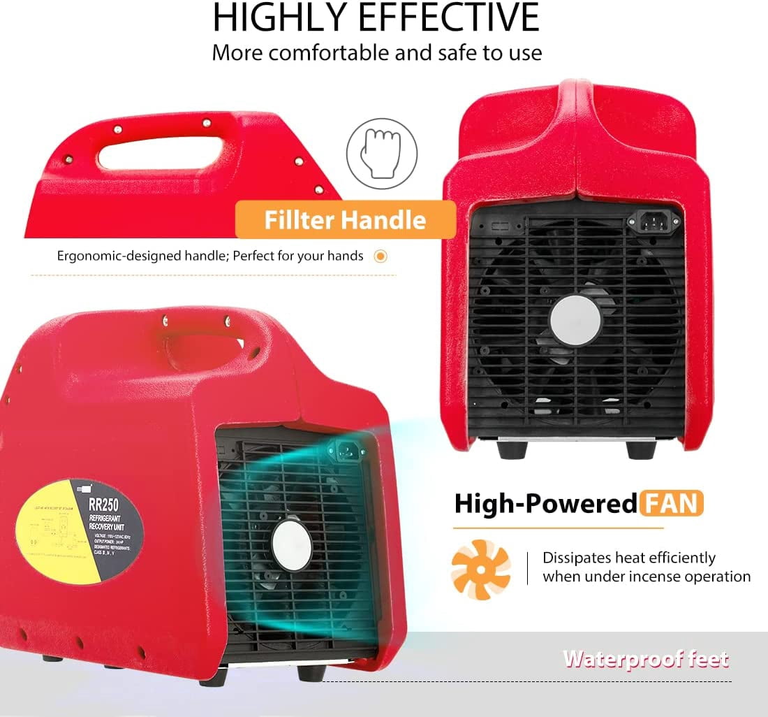 SPECSTAR 110-120V AC 60Hz 3/4HP Single Cylinder Portable Refrigerant Recovery Machine, Red