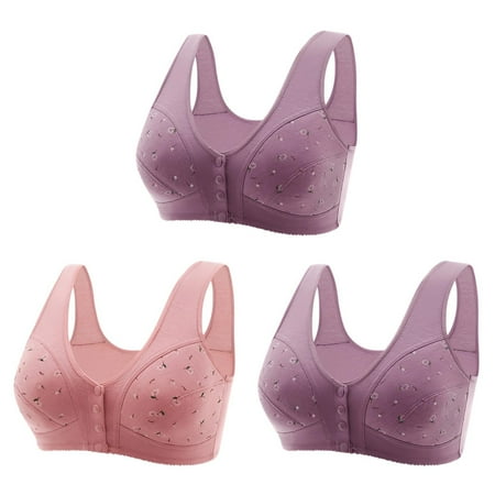 Black of Friday Deals!Clearance Staron 3PC Women Bra Soft Strap No Underwire Bras Front Closure Comfortable Bras Wireless Soft Smoothing Bra Everyday Bras
