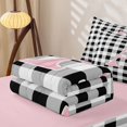 thumbnail image 5 of Manfei Monogrammed A Design Zipper Twin Comforter Sets with Fitted Sheet and 2 Pillowcases,Geometric Grid Print Zipper Bedding Set,Pink Reversible,4pcs, 5 of 7