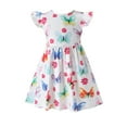 thumbnail image 2 of LYMAYTER 18M-6T Girls Flower Dress for Toddler Baby Summer Flutter Sleeve A-Line Dresses Tutu Princess Dress up Party Wedding, 2 of 11