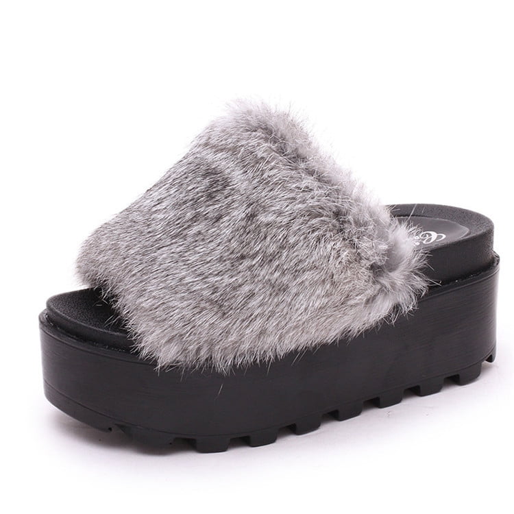 fluffy platform sandals