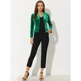 thumbnail image 3 of Chaqueta De Traje De Oficina De Negocios Con Solapa Y 1 Botón De Terciopelo Para Mujer Verde L, 3 of 5