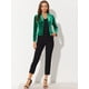 thumbnail image 3 of Chaqueta De Traje De Oficina De Negocios Con Solapa Y 1 Botón De Terciopelo Para Mujer Verde L, 3 of 5