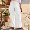 thumbnail image 5 of Horkkom Linen Pants Women Solid Color Elastic Waist Dress Pants Casual Loose Work Pants with Pockets XXL, 5 of 7