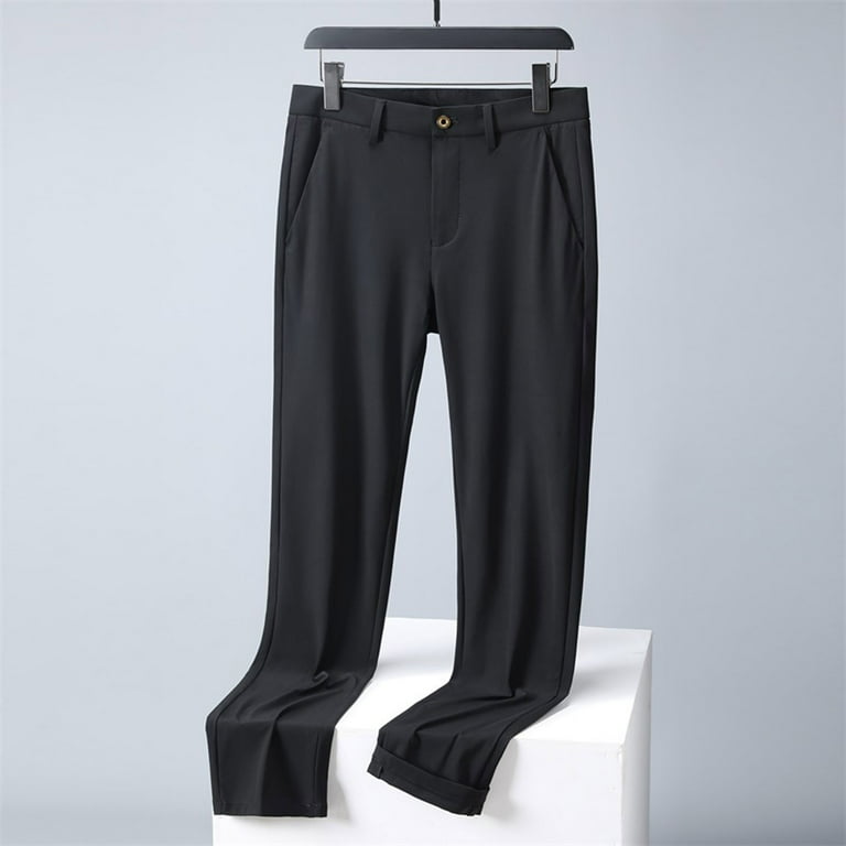 Wyobmus Men's Ice Silk Dress Pants Casual Thin Straight Leg Trousers Summer Lightweight Quick Drying Formal Cropped Pants Black - Walmart.com Wyobmus Men's Ice Silk Dress Pants Casual Thin Straight Leg Trousers Summer Lightweight Quick Drying Formal Cropped Pants Black - Walmart.com