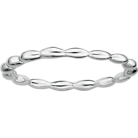 Sterling Silver Rhodium Rice Bead Ring