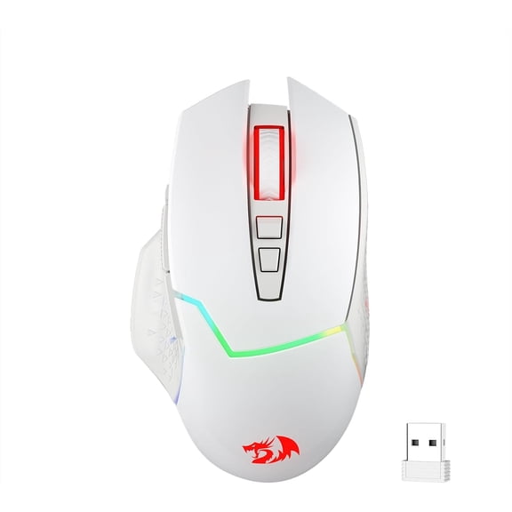 Redragon M690 PRO Wireless Gaming Mouse, 8000 DPI Wired/Wireless Gamer Mouse w/Rapid Fire Key, 8 Macro Buttons, Ergonomic Design for PC/Mac/Laptop, White