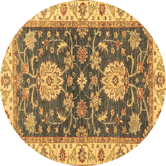 Ahgly Company Indoor Round Oriental Brown Traditional Area Rugs, 8' Round