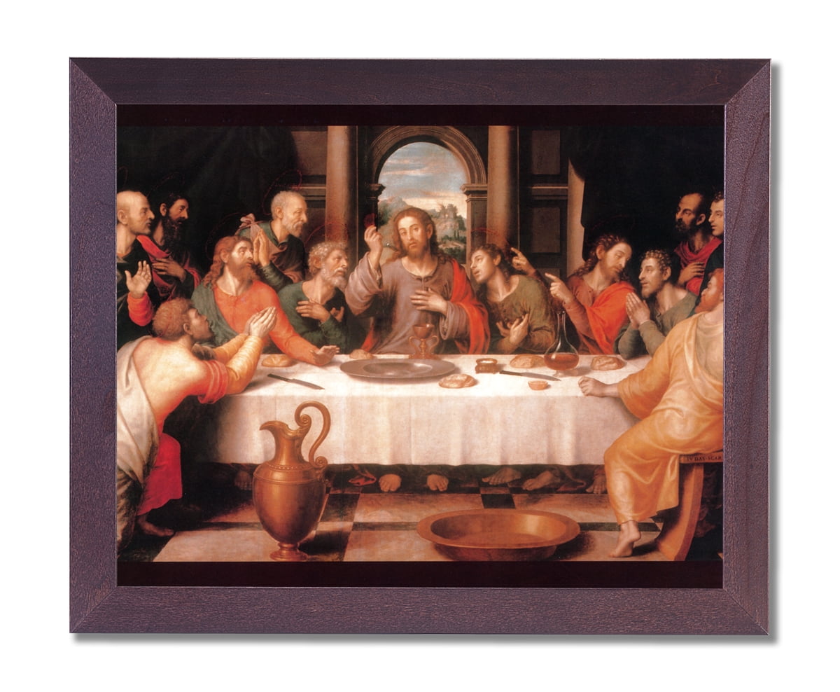 Buy The Last Supper Jesus Christ Religious Wall Picture Cherry Framed