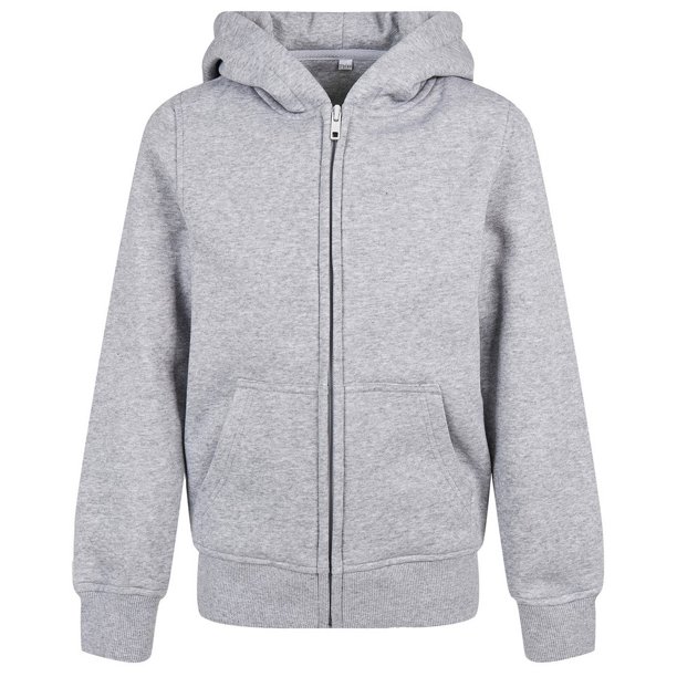 Build Your Brand - Sudadera con Cremallera Basic de Orgánica para Niños/Niñas (Gris Jaspeado) Build Your Brand UTRW8949_heathergrey