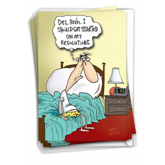 12 New Year Cards Pack (1 Design, 12 Cards) - Last Year Resolutions B1498