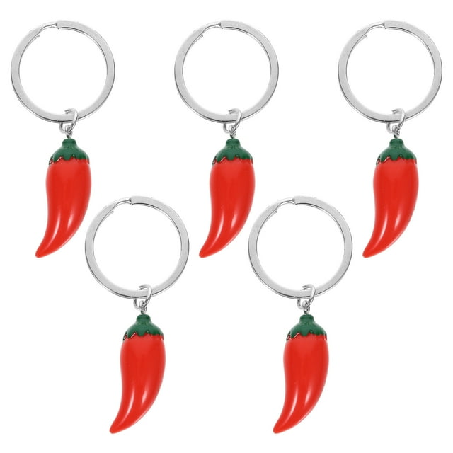5 llaveros con colgante de chile, ideales para fiestas. Llavero de chile de simulación. Adorno para llaves.