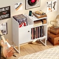 thumbnail image 2 of Gymax Support pour Tourne-Disque avec Prises de Courant, Support de Rangement pour Vinyles, pour jusqu'à 250 Albums, Blanc, 2 of 10