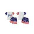thumbnail image 2 of BemeyourBBs Toddler Baby Boys Girls 4th of July Outfit Patriotic Independence Day Baby Summer Clothes Short Sleeve American Bro Letter Sunglasses Print T Shirt Tops Stars Stripe Shorts Set, 2 of 9