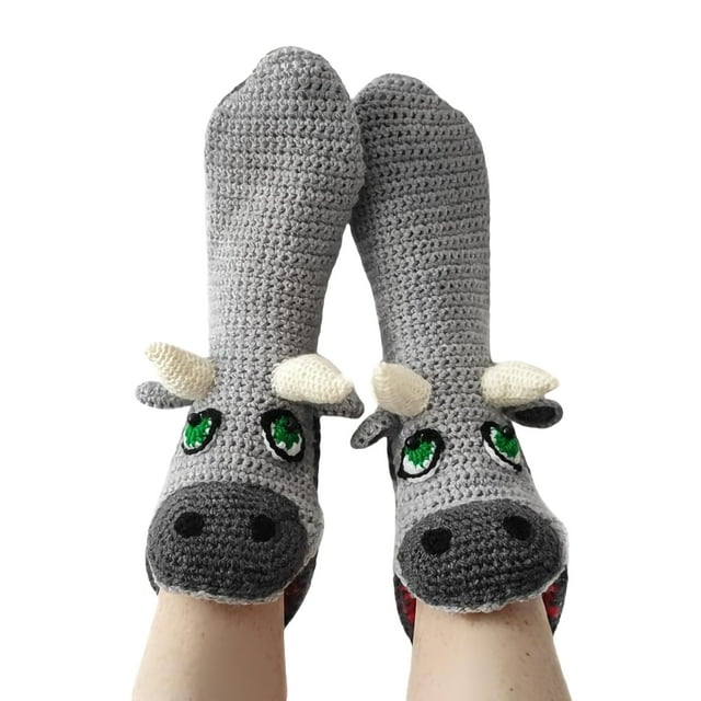 Wangsaura Chaussettes d'Automne Femmes Hiver, Chaussettes de Sol Antidérapantes Animaux de Bande Dessinée