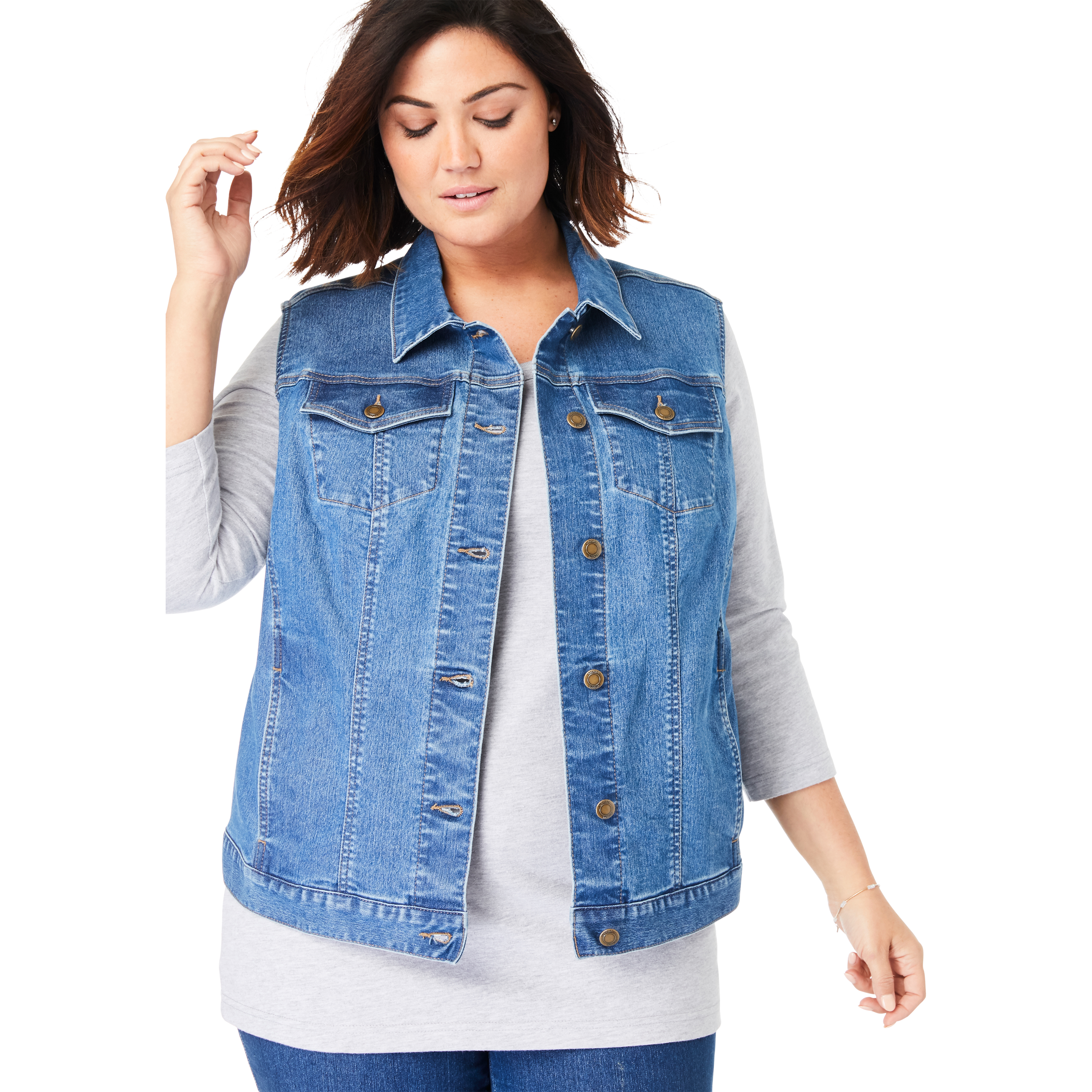 plus size denim vest womens