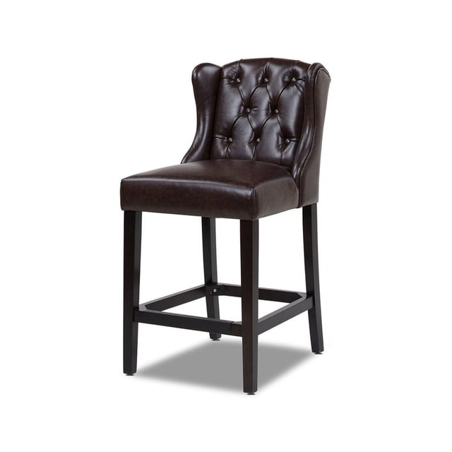 Richmond 26" Tufted Counter Height Bar Stool Vintage Brown Faux Leather