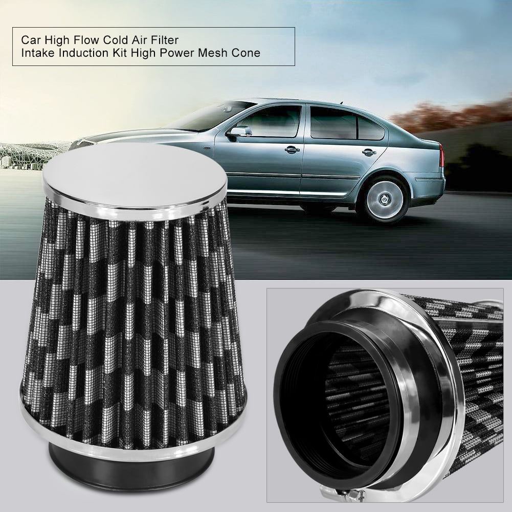 Car High Flow 3inch Cold Air Filter Intake Induction Kit Dry Type Mesh Cone Blue