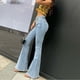 thumbnail image 5 of Puntoco Mujeres Moda Cintura Alta Bolsillo Sólido Casual Hip Lift Tight Jeans Adelgazamiento Trompeta Pantalones Puntoco Puntoco-6209, 5 of 8