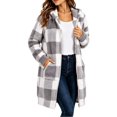 thumbnail image 2 of Xaqiouau Womens Plaid Sherpa Jacket Fleece Hooded Coat Zip Up Long Sleeve Buffalo Check Teddy Jacket Warm Winter Outerwear with Pockets, 2 of 6