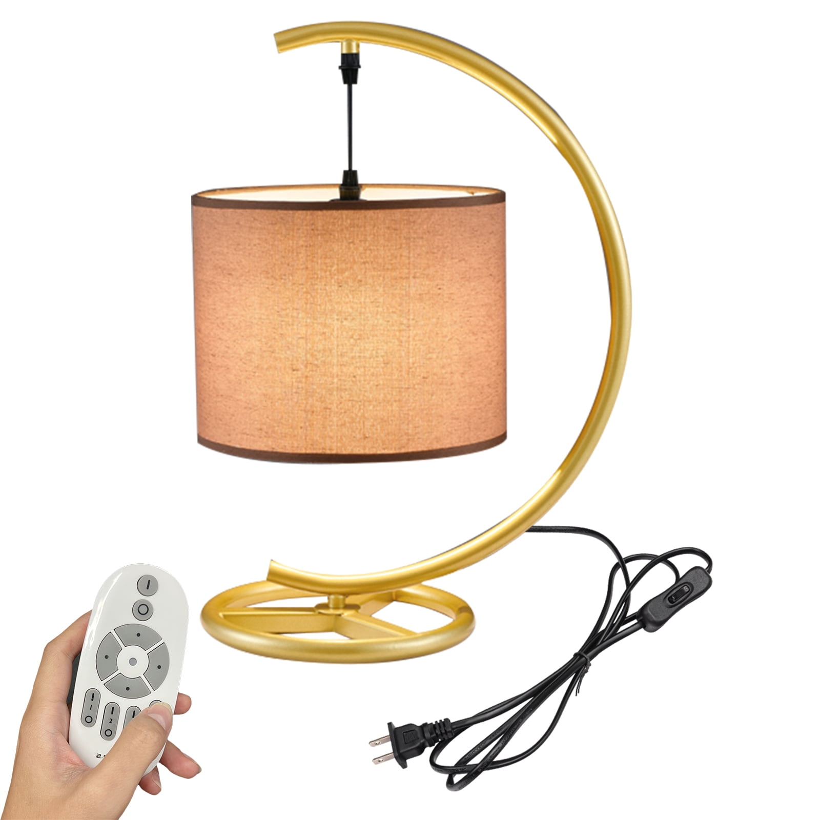 Kiven Modern Plug in Table Lamp, Dimmable Desk Lamp with Fabric