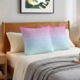 thumbnail image 6 of Pillow Covers 24x24 Set of 2, Pink Blue Ombre Striped Throw Pillow Covers Decorative Couch Cushion Cover, Vintage Stripes Farmhouse Line Microfiber Soft Square Pillowcases for Bedroom Living Room, 6 of 9