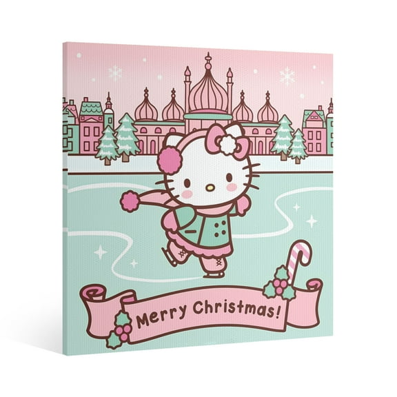 Hello Kitty Christmas Canvas Wall Art Cartoon Wall Decor | HD Printed & Wooden framed wall art | Modern Wall Decor for Gift | Kids Room Decor | Made in USA 8x8 Inch