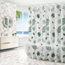 IMossad Shower Curtain Liner, PEVA Green Leaf Shower Liner, 71x47 inch with Grommet Holes & 3 Magnetic Weights