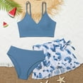 thumbnail image 2 of Povozer Girls' Swimwear Girl's Cute 3 Piece Swimsuit V Neck Spaghetti Strap Wireless Triangle Bikini Set Sunflower Bathing Suit for 16Y,Navy, 2 of 5