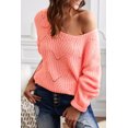 thumbnail image 3 of ABPHQTO Jersey De Mujer De Punto Cuello Redondo Ahuecado Rosa, 3 of 5