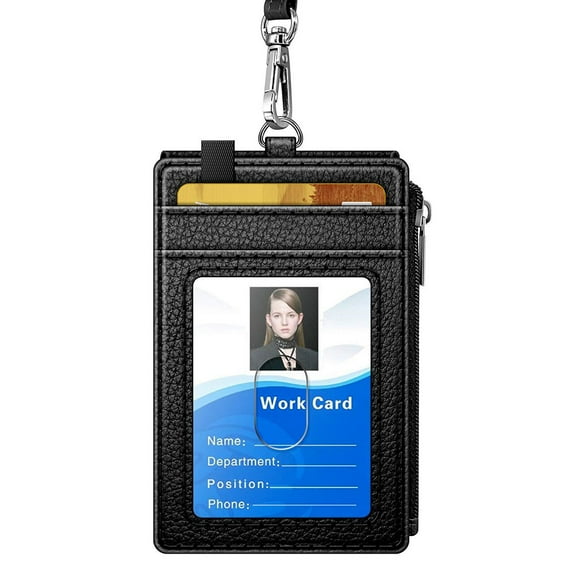 Slim RFID Blocking Card Holder, Zip Pocket Wallet, Credit Card, Front Pocket Wallet With Removable Lanyard, Black