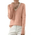 thumbnail image 2 of YDDIAN Cotton Cardigans for Women Loose Fit V Neck Dressy Knit Sweaters Henley Long Sleeve Winter Fashion Basic Cardigan Pink XL, 2 of 5